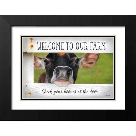 Welcome Cow Black Modern Wood Framed Art Print with Double Matting by Deiter, Lori