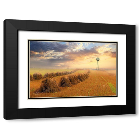 Amish Country Sunrise Black Modern Wood Framed Art Print with Double Matting by Deiter, Lori