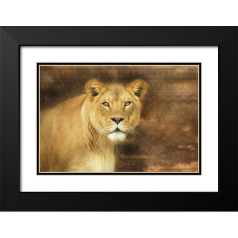 Tribal Lioness Black Modern Wood Framed Art Print with Double Matting by Deiter, Lori