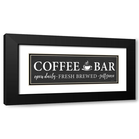Self-Serve Coffee Bar Black Modern Wood Framed Art Print with Double Matting by Lettered And Lined