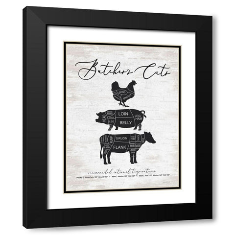 Butchers Cuts Black Modern Wood Framed Art Print with Double Matting by Lettered And Lined