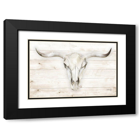 Cow Skull Black Modern Wood Framed Art Print with Double Matting by Rae, Marla