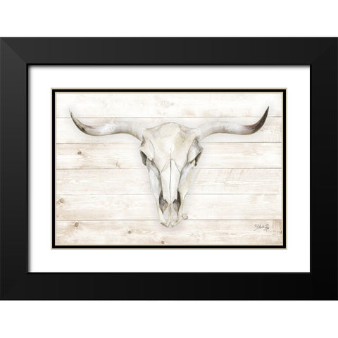 Cow Skull Black Modern Wood Framed Art Print with Double Matting by Rae, Marla