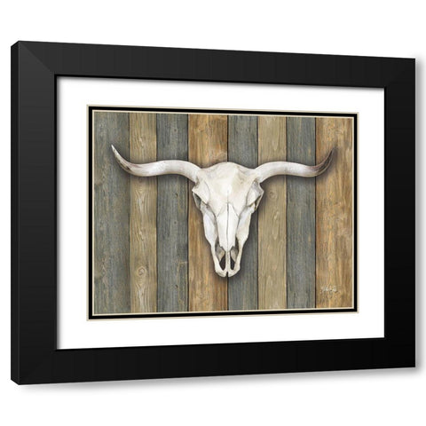 Cow Skull II Black Modern Wood Framed Art Print with Double Matting by Rae, Marla
