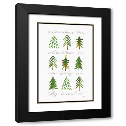 O Christmas Tree Black Modern Wood Framed Art Print with Double Matting by Rae, Marla