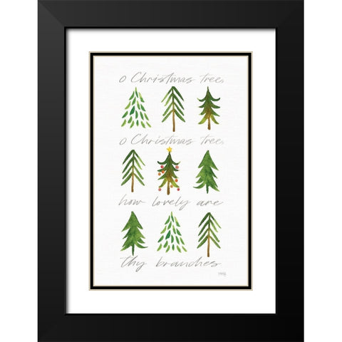 O Christmas Tree Black Modern Wood Framed Art Print with Double Matting by Rae, Marla