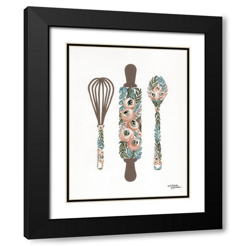 Floral Baking Tools Black Modern Wood Framed Art Print with Double Matting by Norman, Michele