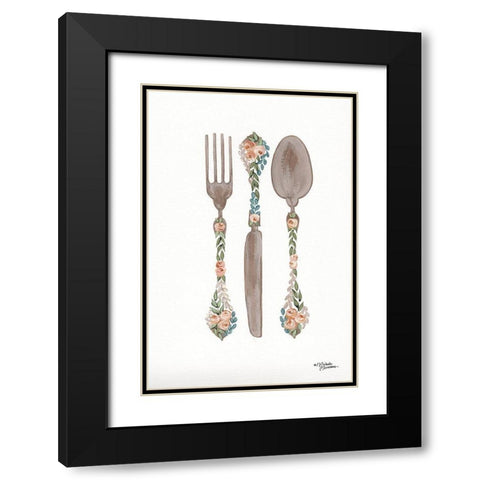 Floral Flatwear Black Modern Wood Framed Art Print with Double Matting by Norman, Michele