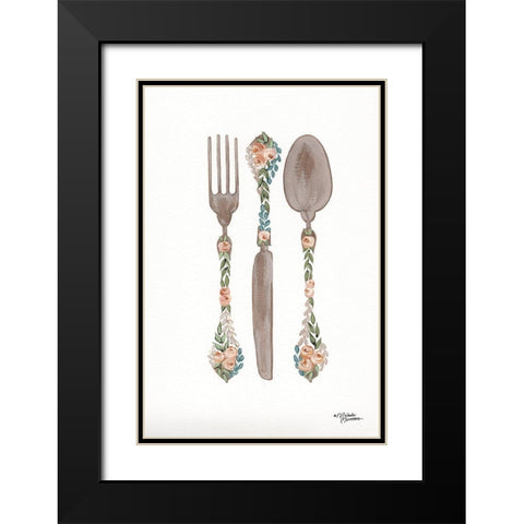 Floral Flatwear Black Modern Wood Framed Art Print with Double Matting by Norman, Michele
