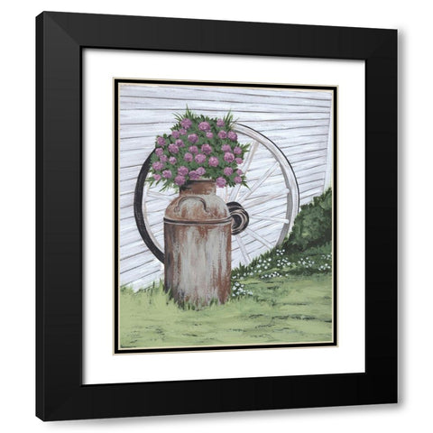 Rusted Milk Can with Wagon Wheel Black Modern Wood Framed Art Print with Double Matting by Norman, Michele