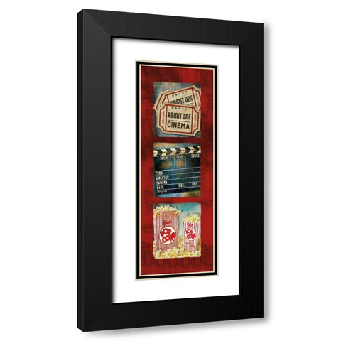 Admit One Movie Tryptic Black Modern Wood Framed Art Print with Double Matting by Mollie B.