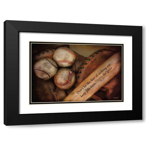 Play Ball Black Modern Wood Framed Art Print with Double Matting by Vieira, Robin-Lee