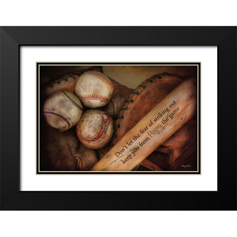 Play Ball Black Modern Wood Framed Art Print with Double Matting by Vieira, Robin-Lee