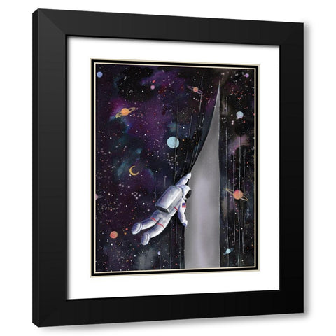 Astronaut in Space Black Modern Wood Framed Art Print with Double Matting by Nieman, Rachel