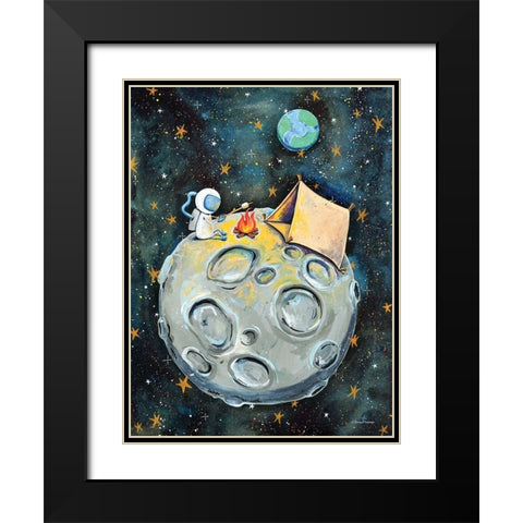 Camping Astronaut Black Modern Wood Framed Art Print with Double Matting by Nieman, Rachel