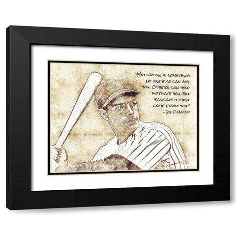 Joe DiMaggio Black Modern Wood Framed Art Print with Double Matting by Ball, Susan