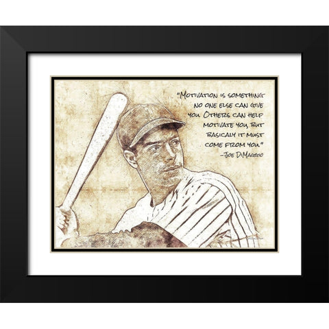 Joe DiMaggio Black Modern Wood Framed Art Print with Double Matting by Ball, Susan