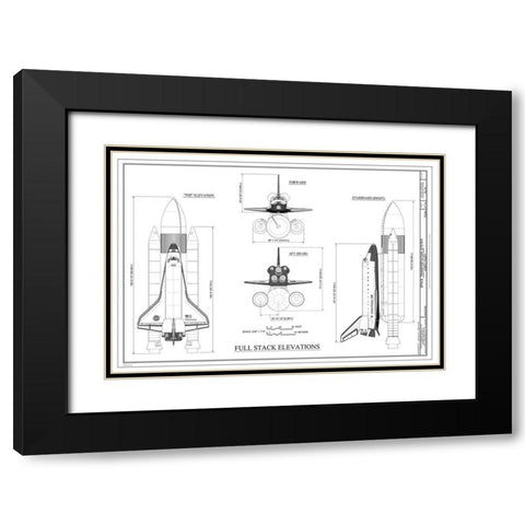 Discovery Full Stack Elevations Black Modern Wood Framed Art Print with Double Matting by Stellar Design Studio