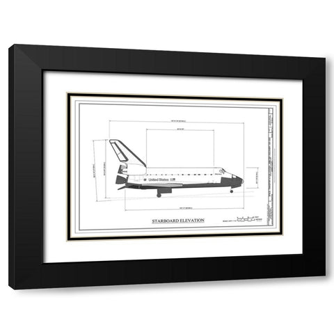 Discovery Starboard Elevation Black Modern Wood Framed Art Print with Double Matting by Stellar Design Studio