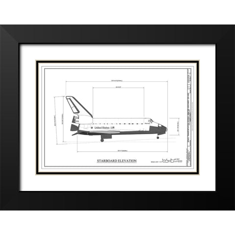 Discovery Starboard Elevation Black Modern Wood Framed Art Print with Double Matting by Stellar Design Studio