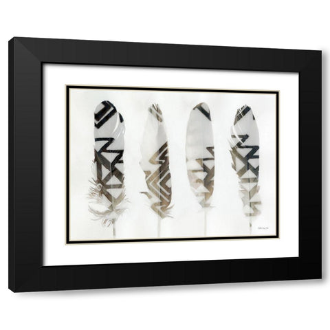 Feathers 1 Black Modern Wood Framed Art Print with Double Matting by Stellar Design Studio