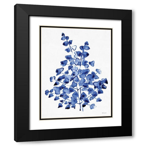 Navy Foliage 2 Black Modern Wood Framed Art Print with Double Matting by Stellar Design Studio