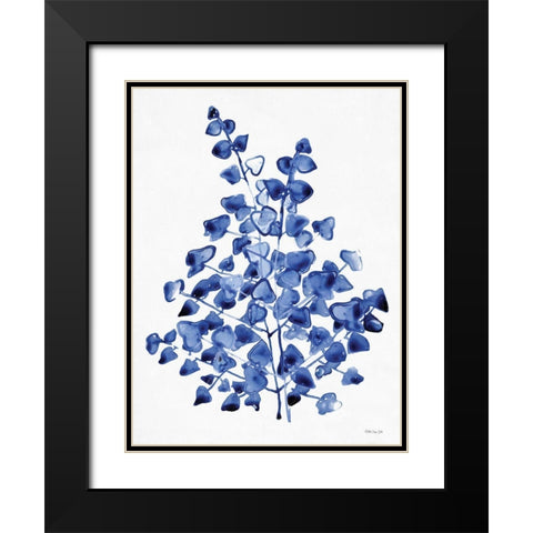 Navy Foliage 2 Black Modern Wood Framed Art Print with Double Matting by Stellar Design Studio