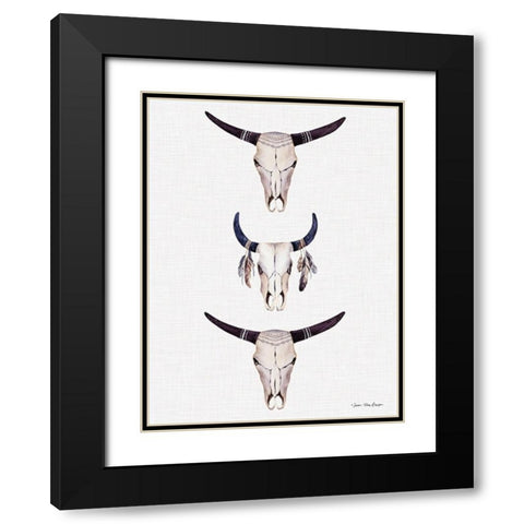 Boho Steer Head III Black Modern Wood Framed Art Print with Double Matting by Seven Trees Design