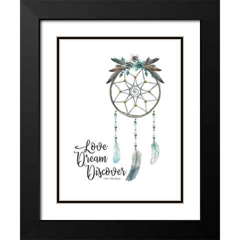 Watercolor Dreamcatcher Black Modern Wood Framed Art Print with Double Matting by Seven Trees Design