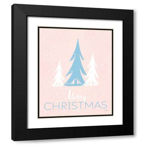 Merry Christmas Black Modern Wood Framed Art Print with Double Matting by Yass Naffas Designs