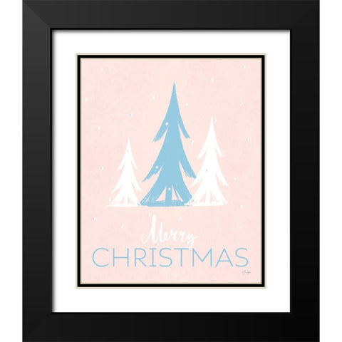 Merry Christmas Black Modern Wood Framed Art Print with Double Matting by Yass Naffas Designs