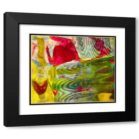 Yellow-green and red abstract Black Modern Wood Framed Art Print with Double Matting by Jaynes Gallery