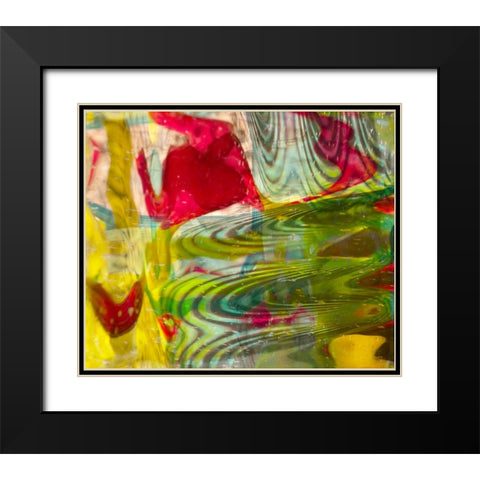 Yellow-green and red abstract Black Modern Wood Framed Art Print with Double Matting by Jaynes Gallery