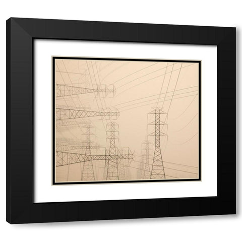 Power lines and towers abstract Black Modern Wood Framed Art Print with Double Matting by Jaynes Gallery