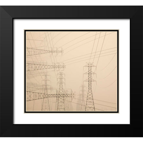 Power lines and towers abstract Black Modern Wood Framed Art Print with Double Matting by Jaynes Gallery