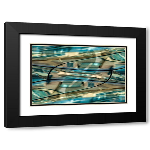 Turquoise-black and bronze metallic abstract Black Modern Wood Framed Art Print with Double Matting by Jaynes Gallery