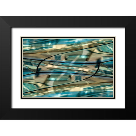 Turquoise-black and bronze metallic abstract Black Modern Wood Framed Art Print with Double Matting by Jaynes Gallery