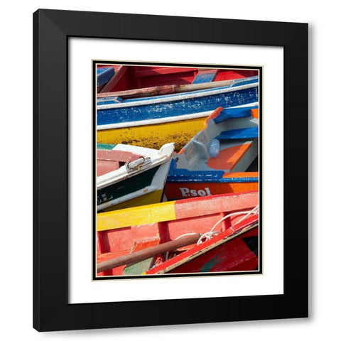 Harbor with traditional colorful fishing boats Town Ponta do Sol-Island Santo Antao-Cape Verde Black Modern Wood Framed Art Print with Double Matting by Zwick, Martin