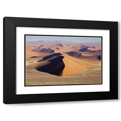 Namibia, Namib-Naukluft Park Sweeping sand dunes Black Modern Wood Framed Art Print with Double Matting by Kaveney, Wendy