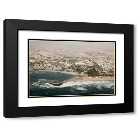 Namibia, Swakopmund Aerial cityscape and bay Black Modern Wood Framed Art Print with Double Matting by Kaveney, Wendy