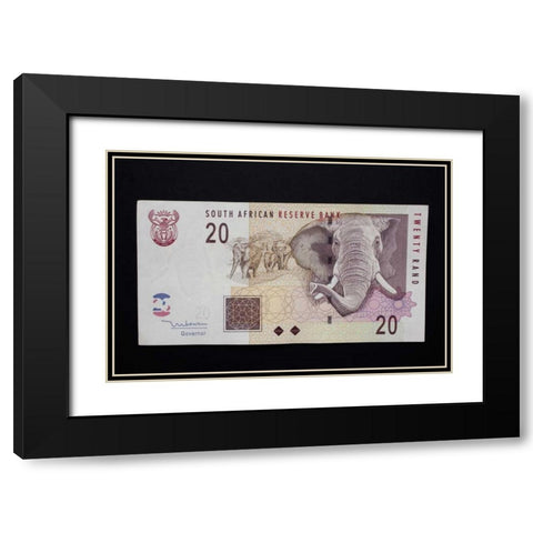 South African rand paper money, South Africa Black Modern Wood Framed Art Print with Double Matting by Kaveney, Wendy
