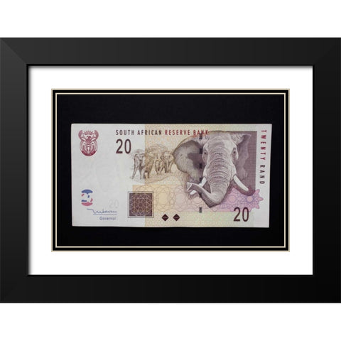 South African rand paper money, South Africa Black Modern Wood Framed Art Print with Double Matting by Kaveney, Wendy