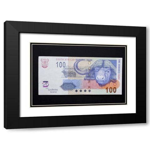 South African rand paper money, South Africa Black Modern Wood Framed Art Print with Double Matting by Kaveney, Wendy