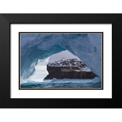 South Georgia Island, Iris Bay Iceberg arch Black Modern Wood Framed Art Print with Double Matting by Paulson, Don