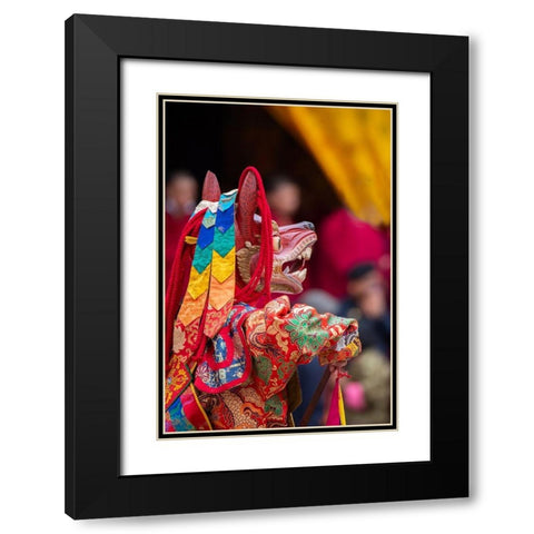 Bhutan-Punakha Dzong Punakha Drubchen Festival-masked dancers Black Modern Wood Framed Art Print with Double Matting by Hopkins, Cindy Miller
