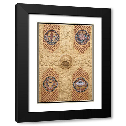 Bhutan Ornate golden door detail Black Modern Wood Framed Art Print with Double Matting by Hopkins, Cindy Miller