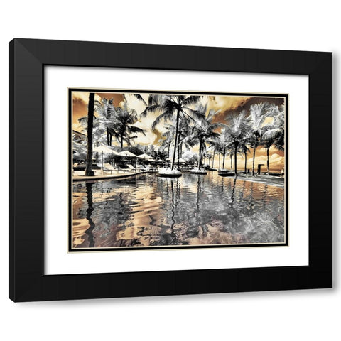 Bali-Ubud-Ponds and pools at hotel in Ubud Black Modern Wood Framed Art Print with Double Matting by Eggers, Terry