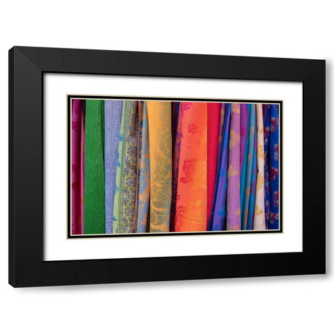 Singapore-Chinatown Detail of typical textile souvenir scarves Black Modern Wood Framed Art Print with Double Matting by Hopkins, Cindy Miller