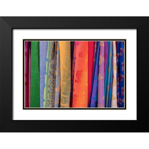 Singapore-Chinatown Detail of typical textile souvenir scarves Black Modern Wood Framed Art Print with Double Matting by Hopkins, Cindy Miller