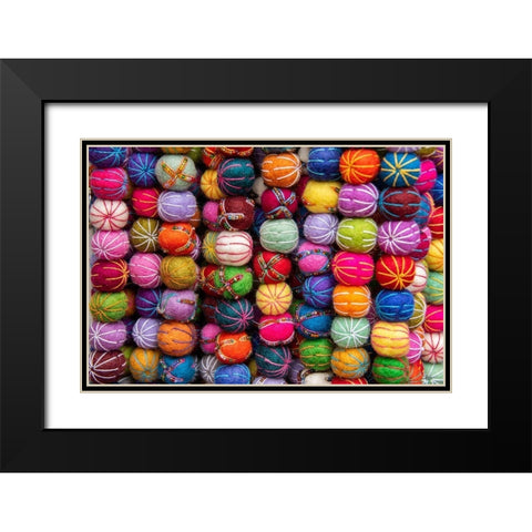 Singapore-Chinatown Detail of typical textile round wool hanging ball souvenirs Black Modern Wood Framed Art Print with Double Matting by Hopkins, Cindy Miller